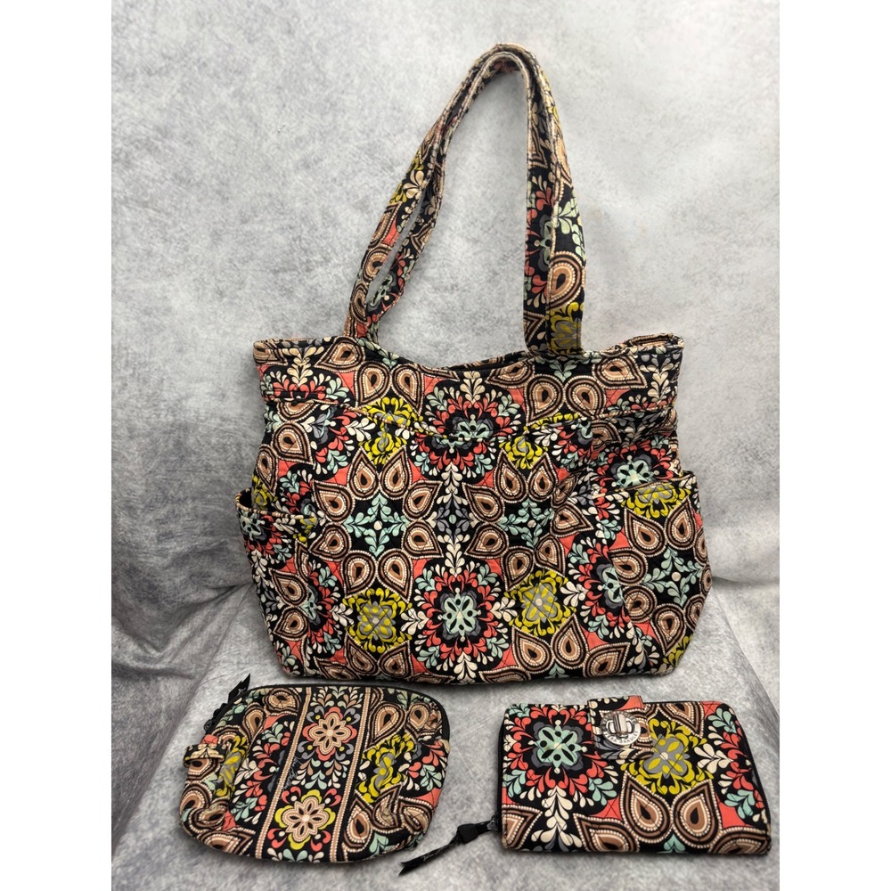 Vera Bradley Iconic Glenna Satchel Wallet Make Up Case in Sierra Pattern Retired